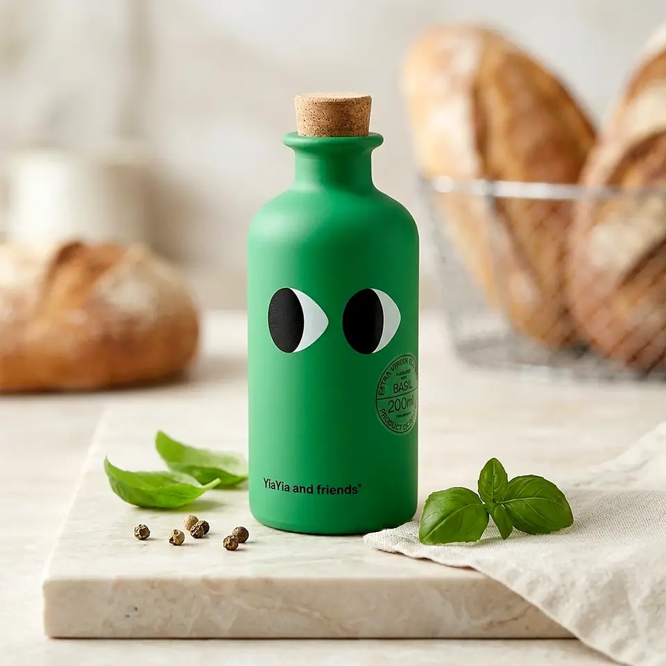 Extra virgin olive oil flavoured with basil