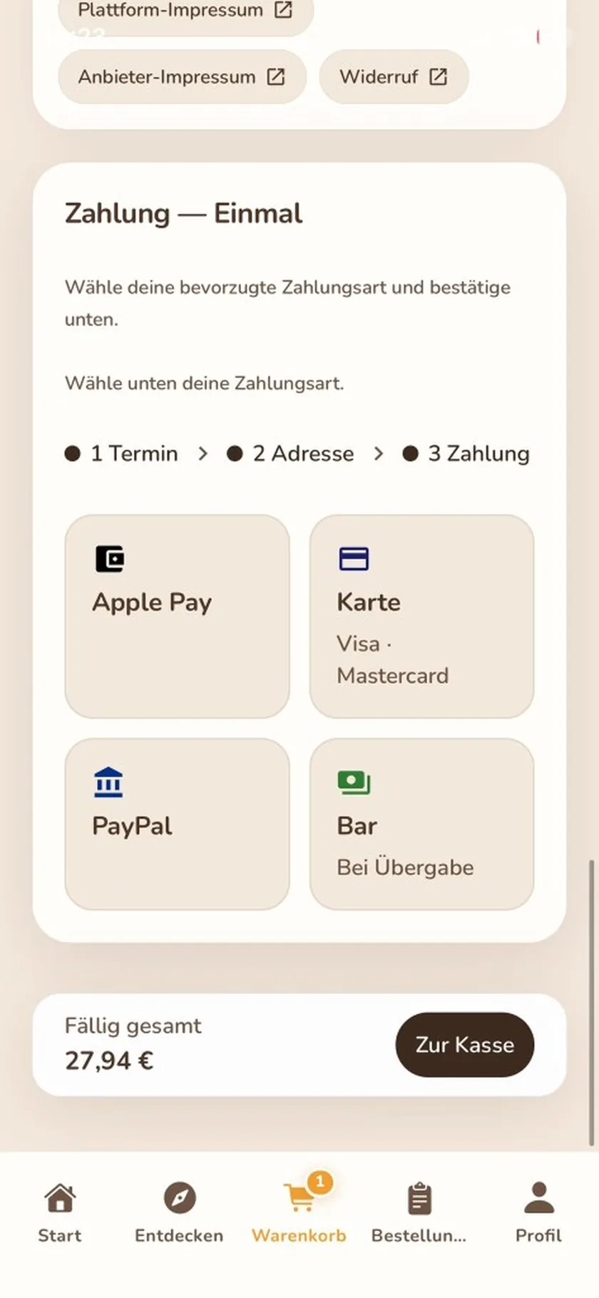 Lokino App – Kasse